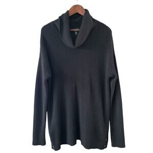 Lauren Ralph Lauren Cowl Neck Black Sweater 100% Cotton Women's L Casual Classic